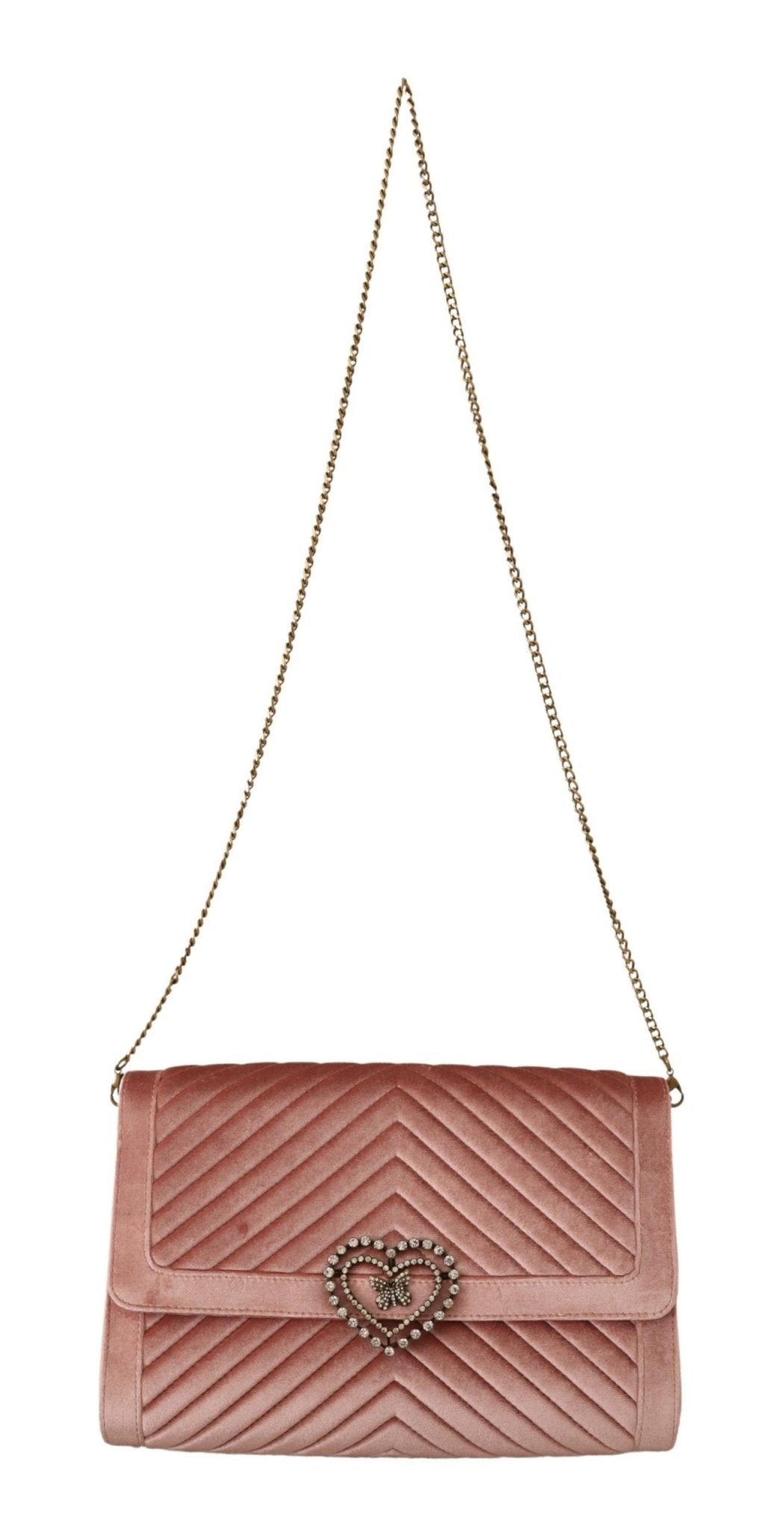 Twinset Pink Leather Crystals Shoulder Chain Strap Women Bag - Fizigo